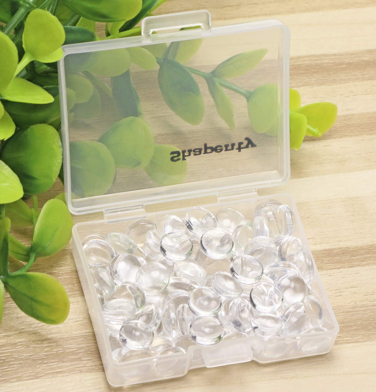 Shapenty Clear round Glass Dome Tiles Cabochons Charms Bulk Small Flat Back Imitation Gemstone for Cameo Photo Pendant Necklace Bracelet Earring Ring Keychain DIY Craft Jewelry Making,100Pcs (8 MM), Glass, Glass image number 2