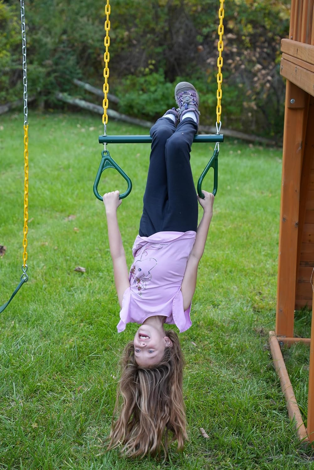 Eastern Jungle Gym Heavy-Duty Ring Trapeze Bar Combo Swing,Large 20" Trapeze Bar with Coated Swing Chains 43" Long