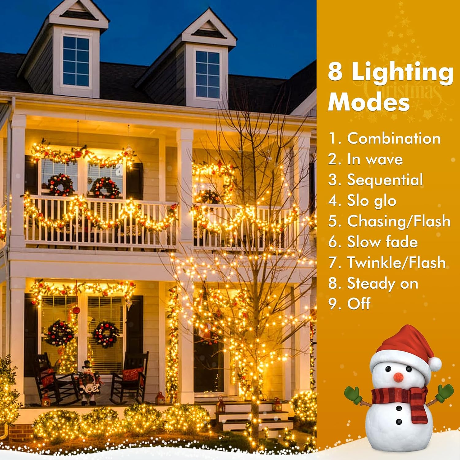 Quntis 25M 1000 LED Warm White Fairy Lights Timer 8 Modes Waterproof Indoor/Outdoor Christmas Cluster Lights image number 5