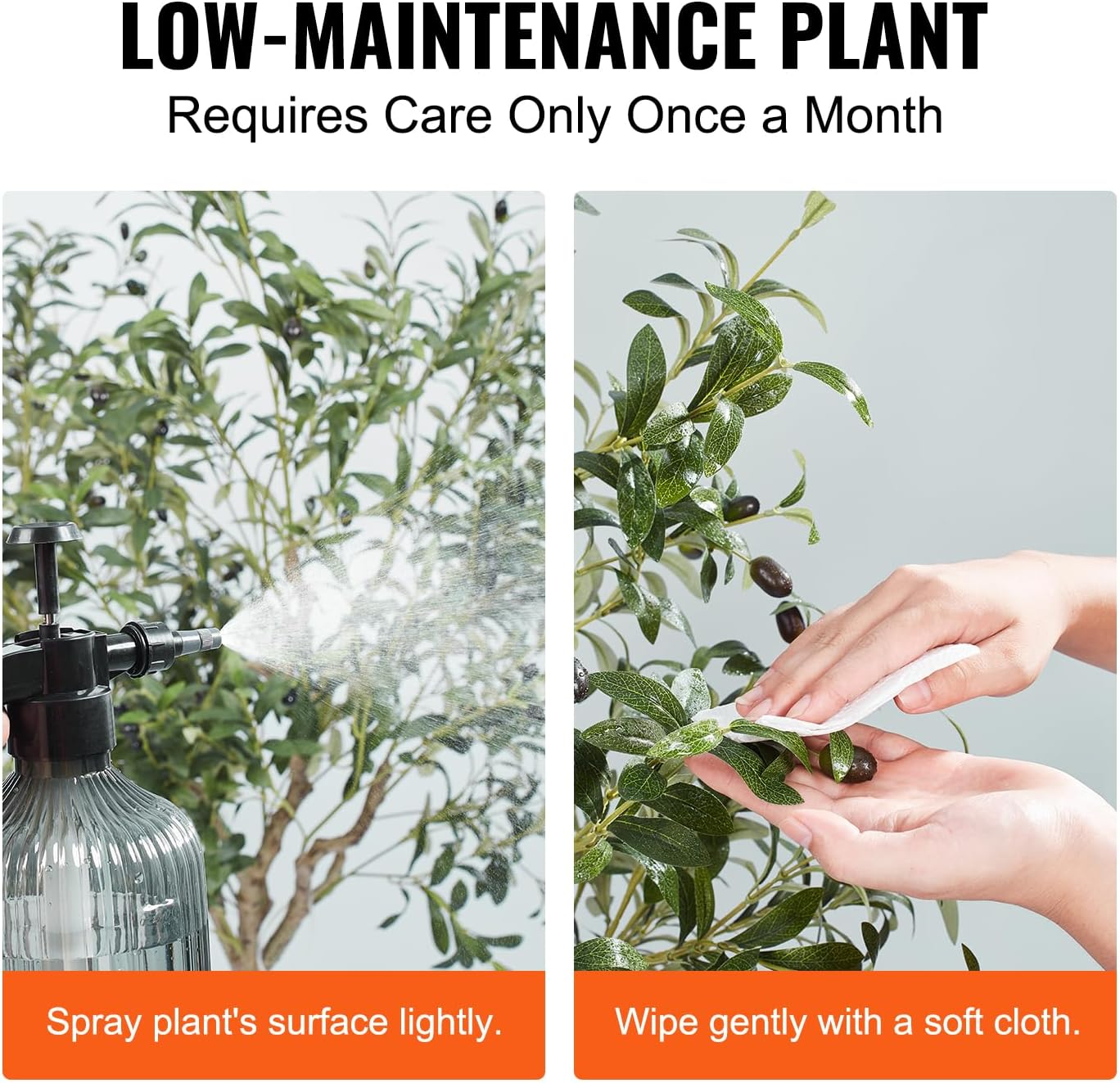 VEVOR Artificial Olive Tree, 5Ft/155Cm Tall, Secure PE Material & Anti-Tip Tilt Protection Low-Maintenance Plant, Lifelike Green Fake Potted Tree for Home Office Warehouse Decor Indoor Outdoor image number 4