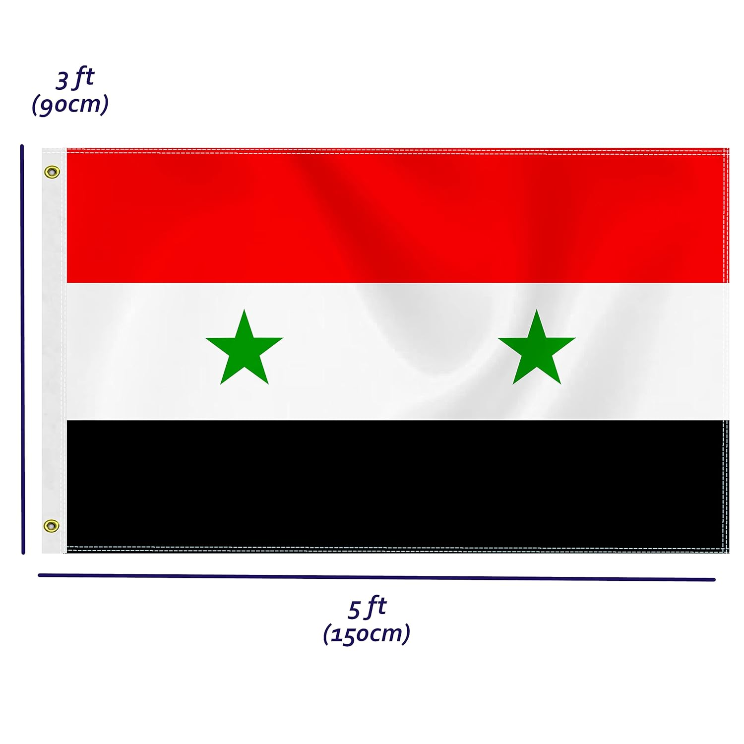 Large 3&times;5 FT Syria Flag, Big 75D Syrians National Outdoor Banner,Decorgarden with Brass Gromment image number 3