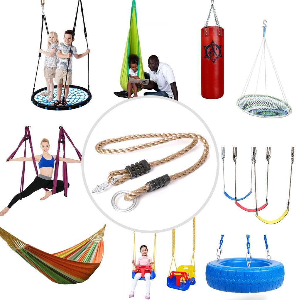 2Pcs Tree Swing Hanging Ropes Indoor Outdoor Hammock Swinging Chair Straps Hanging Kit for Adjustment or Extension - 60 Inch & Holds to 650Lbs image number 1