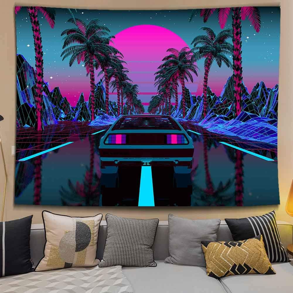 Car Tapestry 1980S Science Fiction Super Sports Car Tapestry Forest Road Tapestry Suitable for Home Decoration Art for Bedroom Living Room GTLTIE582 image number 7