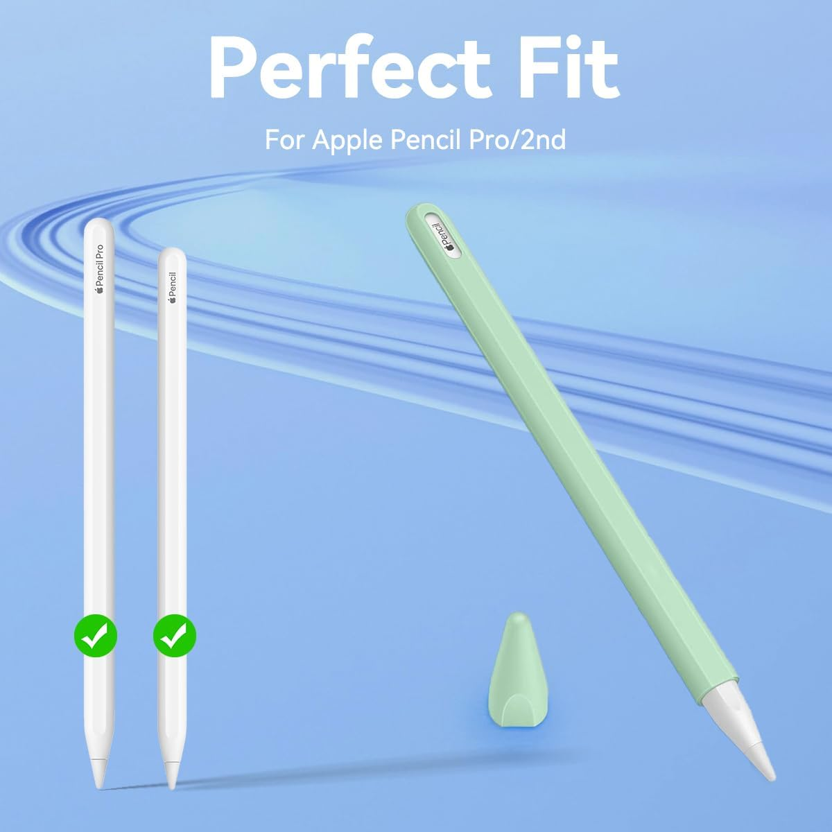 T Tersely Silicone Case for Apple Pencil Pro 2024 / Apple Pencil 2Nd,Soft Sleeve Holder Grip + Protective Nib Cover for Ipad Pen Stylus,Anti-Slip Pencil Holder Sleeve - Blue image number 2