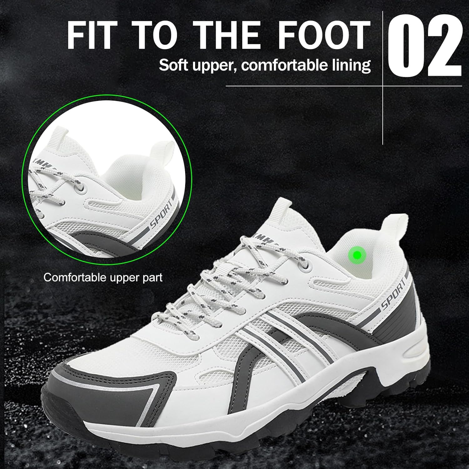 YNIQUE Mens Womens Hiking Shoes Running Lightweight Comfortable anti Slip Low Tops Outdoor Camping Walking Work Shoes image number 3