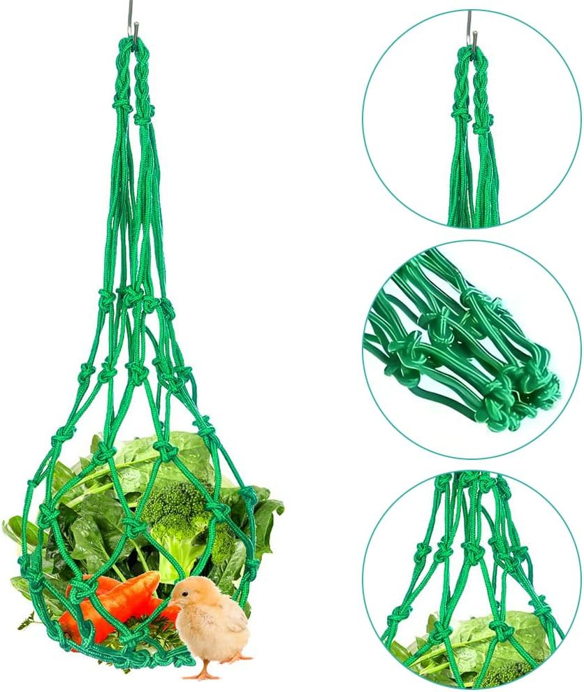 Hanging Chicken Feeder, Fruit Holder & Bird Spiral Feeder, Feed Toy for Chickens, Large Birds, Vegetable Fruits Basket, Green&Yellow image number 4