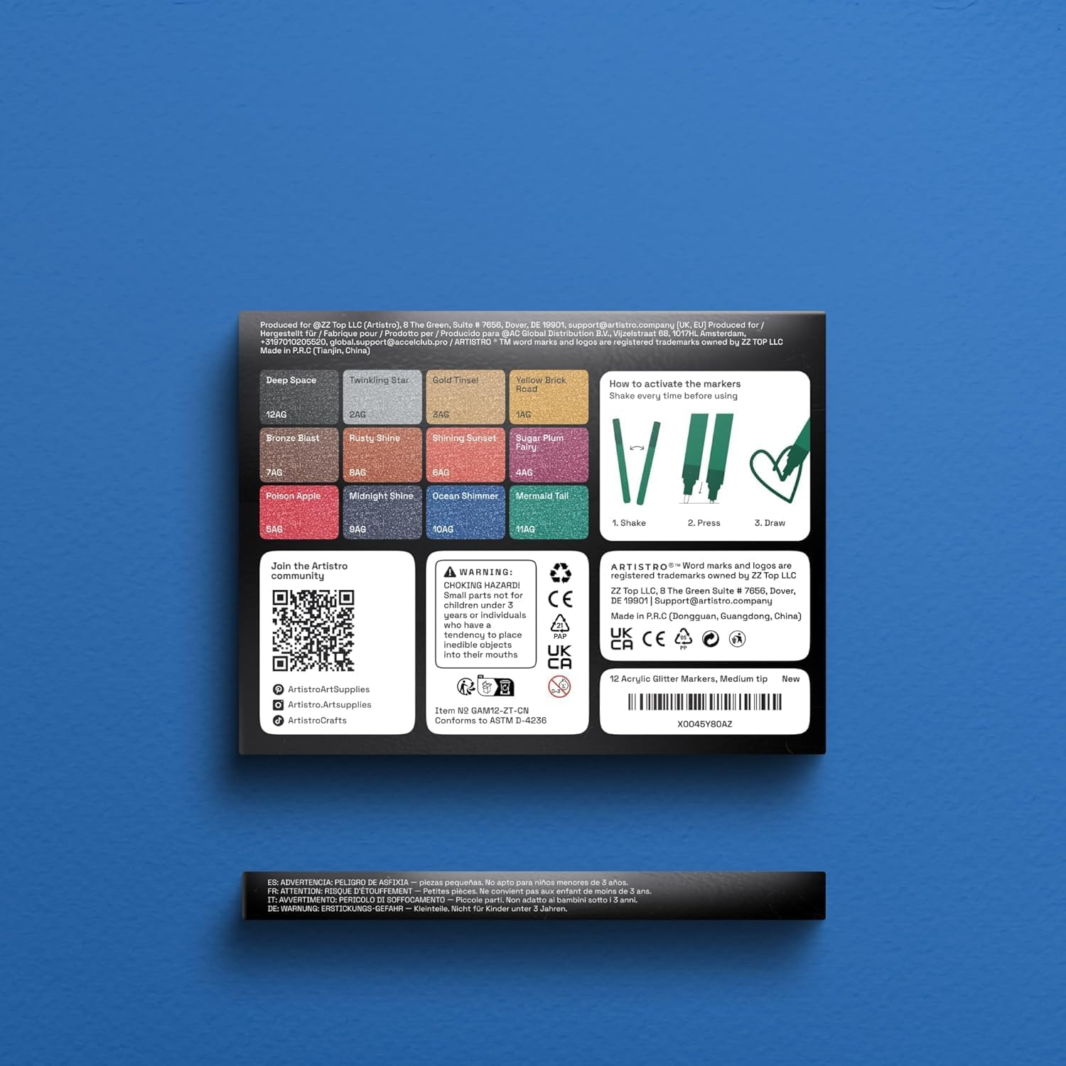 ARTISTRO 12 Glitter Paint Pens Sparkly and Shiny for Rock Painting, Stone, Ceramic, Glass, Wood, Fabric, Scrapbooking, DIY Craft Making, Coloring, Acrylic Glitter Markers, Medium Tip 3.0Mm image number 5