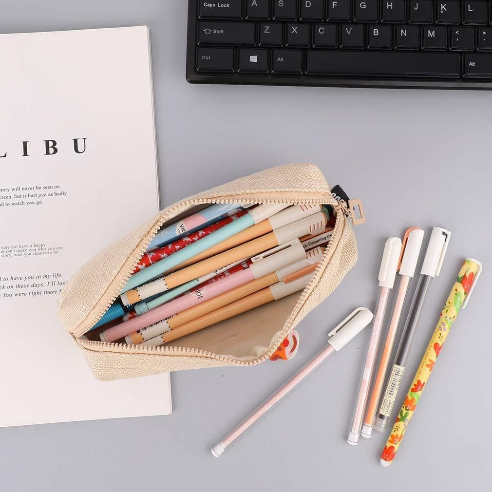 Cotton Linen Small Student Stationery Bag Coin Cosmetic Bag, 1PC Pink image number 1