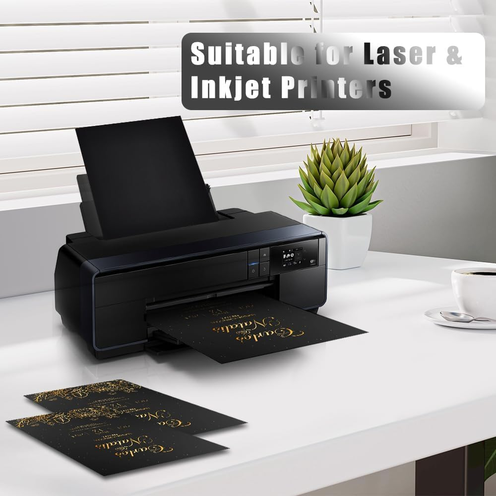 30 Sheets Black Cardstock A4 Craft Art Paper, 80Lb/235Gsm Card Stock Printer Paper for Drawing Halloween, Invitations, Scrapbooking, Crafts, DIY Cards image number 6