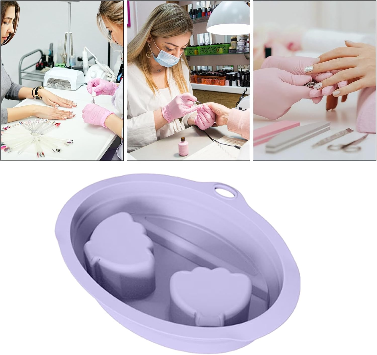 Manicure Soaking Bowl - Silicone Nail Polish Remover Dish,Professional-Grade Soaker Container, Hand Bath Tray Cleaning Tool for Home Salon Travel Care image number 2
