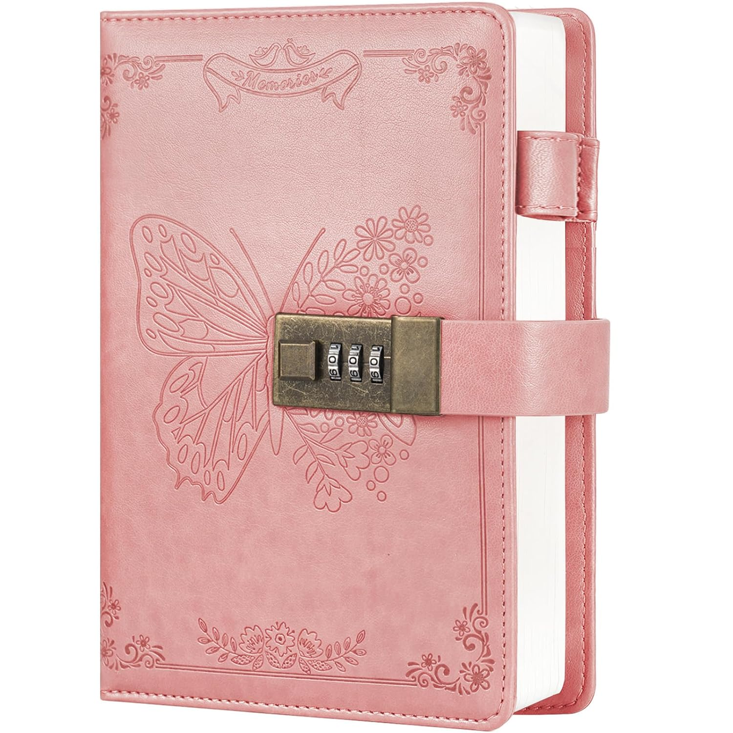 Diary with Lock, Journal for Women Girls, Vintage Lock Journal Refillable Personal Locking Notebook Secret Journal with Combination Lock 5.3Inx 7.8In (Pink) image number 5