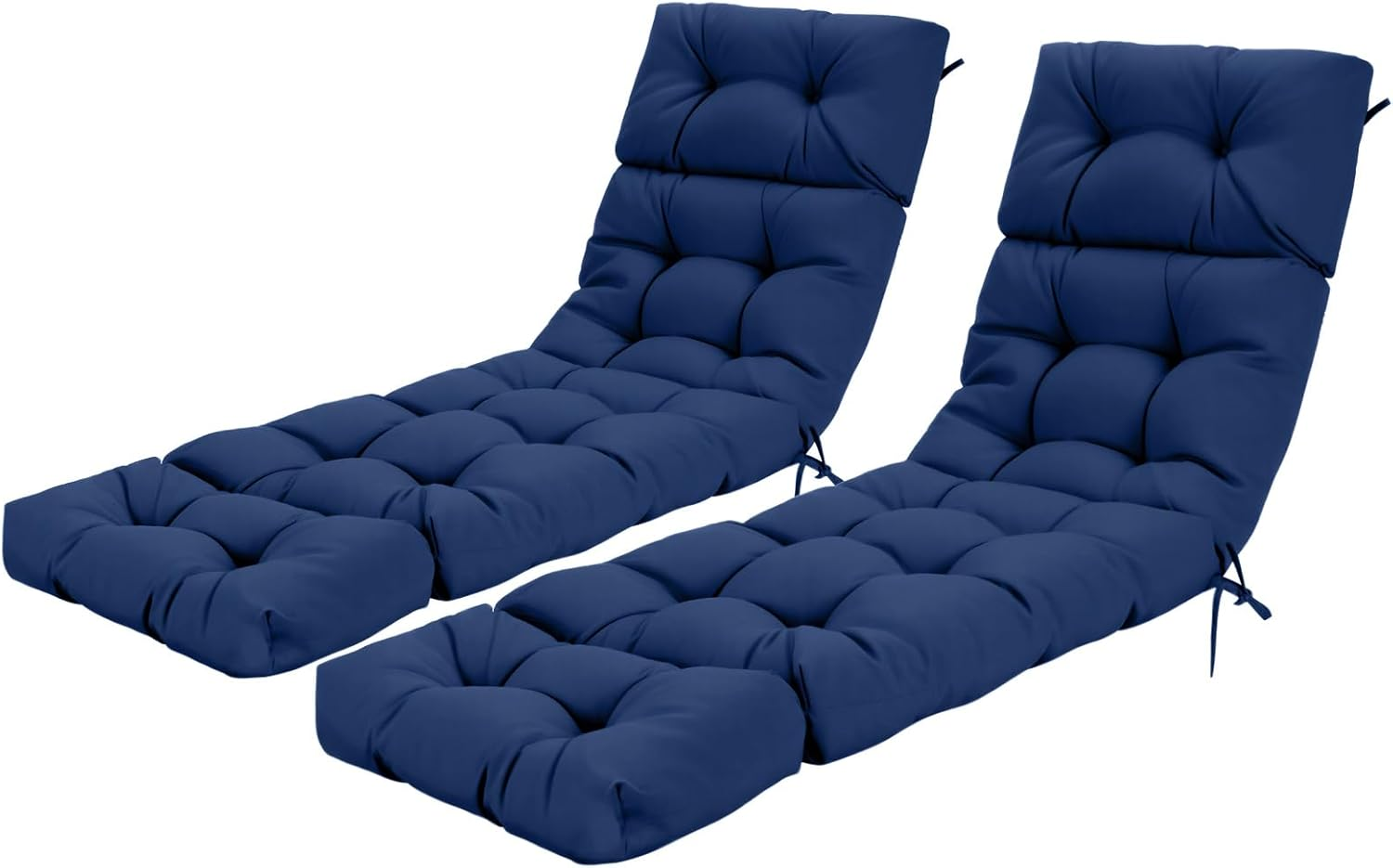Costway Sunlounger Chair Cushion, High Back Recliner Cushion with 4 Fixing Ties, Thick Padded Reclining Chair Rocking Cushion for Outdoor Indoor (Only Cushion) (2, Navy, 186 X 56 X 11 Cm) image number 5