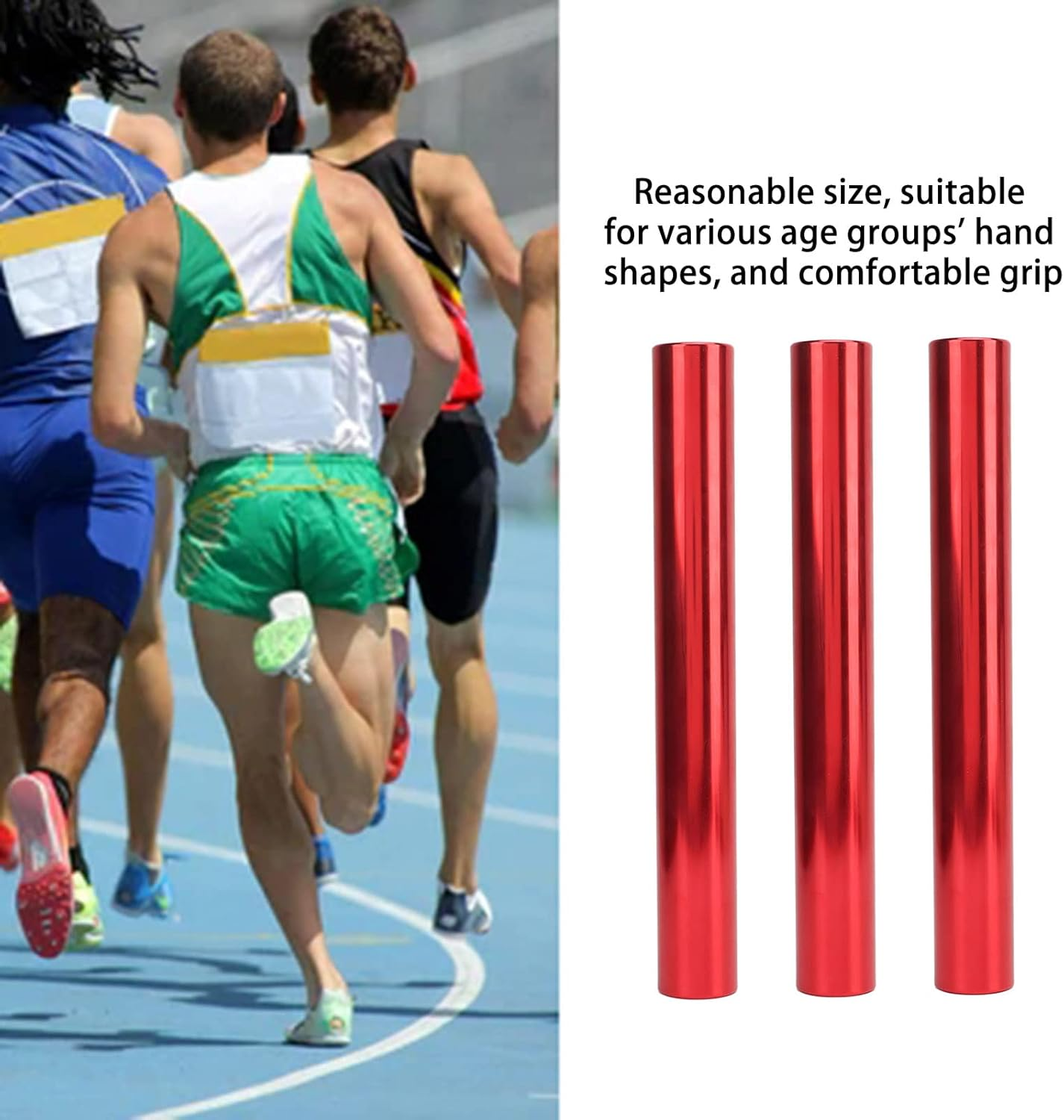 Athletics Reusable Batons 3Pcs Aluminum Alloy Proper Size for Student Relay Events (Red) image number 3