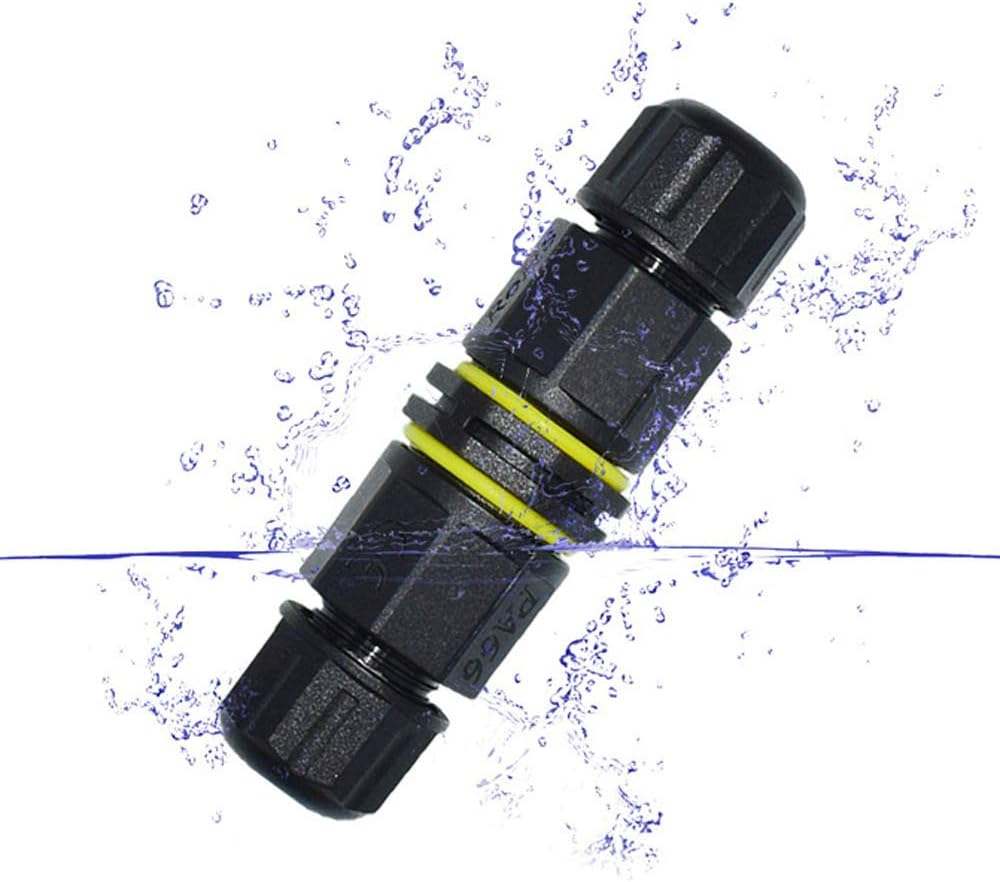 Set of 4 NUZAMAS 3 Pin Waterproof Connector Outdoor Junction Box IP68 Electrical Connectors for 4.5Mm-10Mm Cable, Outdoor, Garden, Christmas Light, Street Light, Led Lamp, Solar Supplies image number 1