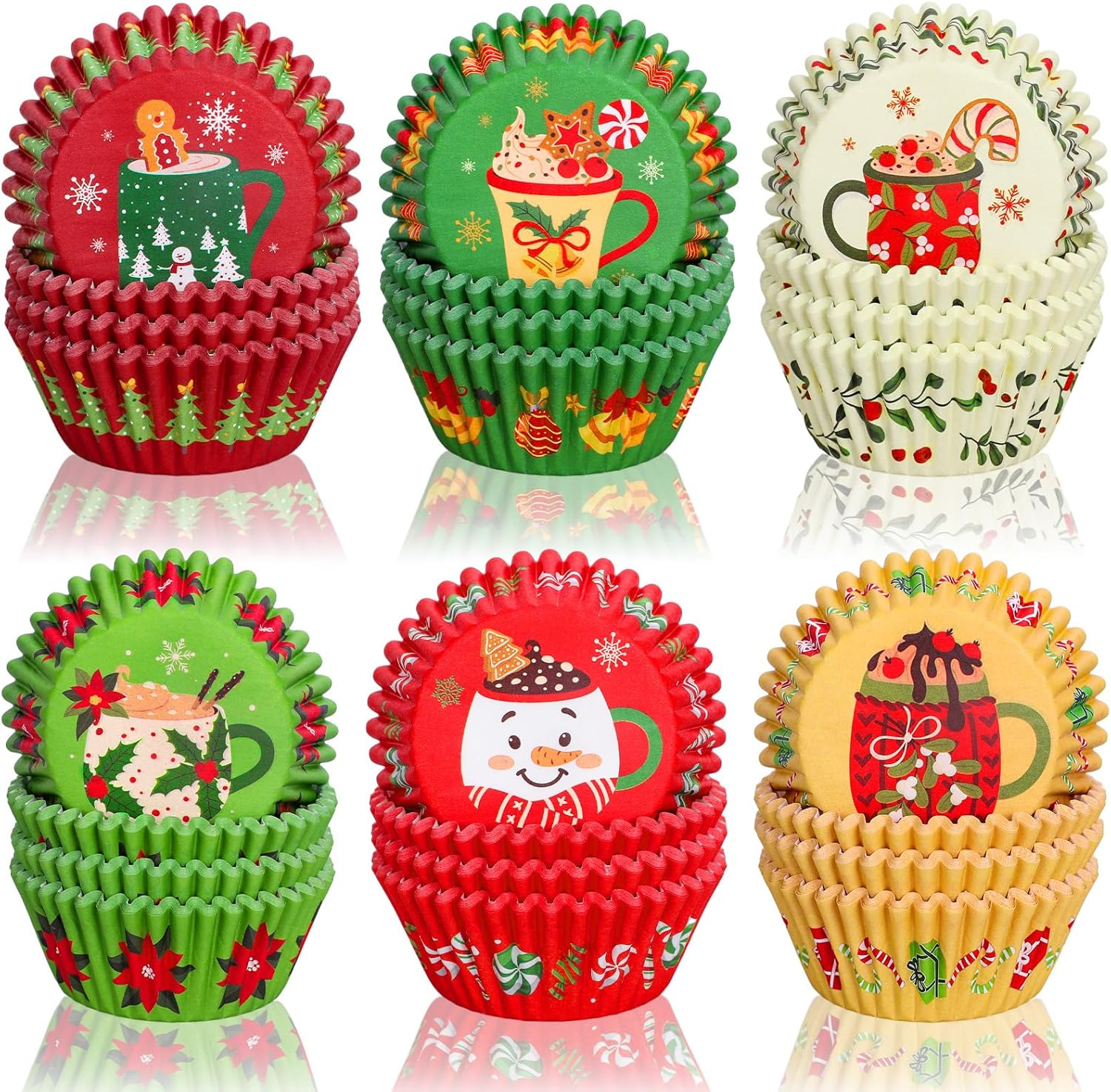 Whaline 600Pcs Christmas Coffee Drink Cupcake Liners Hot Cocoa Cupcake Wrappers Snowman Latte Coffee Lover Baking Cups Holders Sweet Holiday Muffin Liners for Xmas Holiday Birthday Party Supplies image number 5