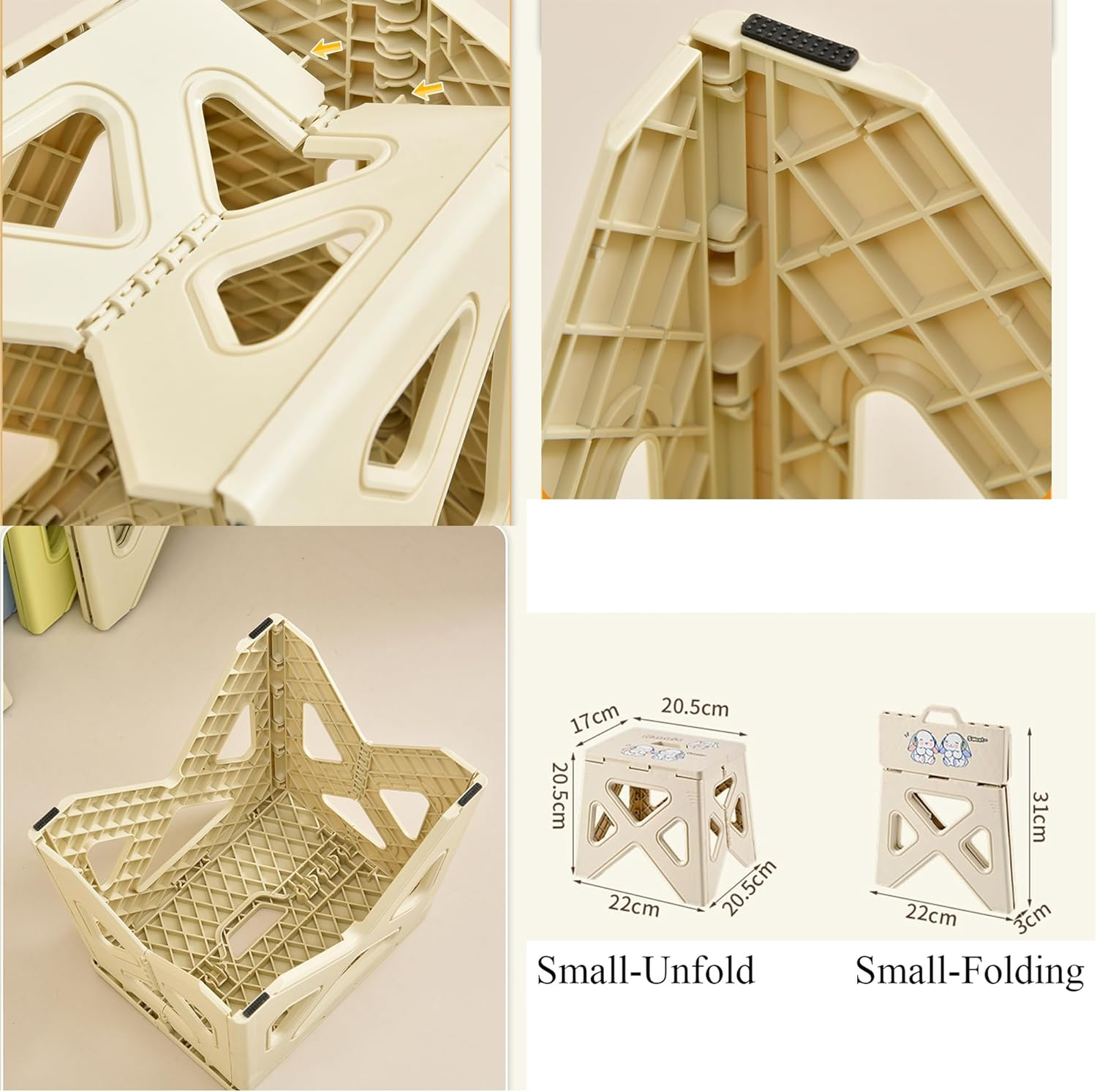 Small Folding Stool Portable, Seating Collapsible Stool, 20Cm Load 50Kg, Bathroom Kitchen Plastic Foldable Stools for Travel Camping Sitting image number 3