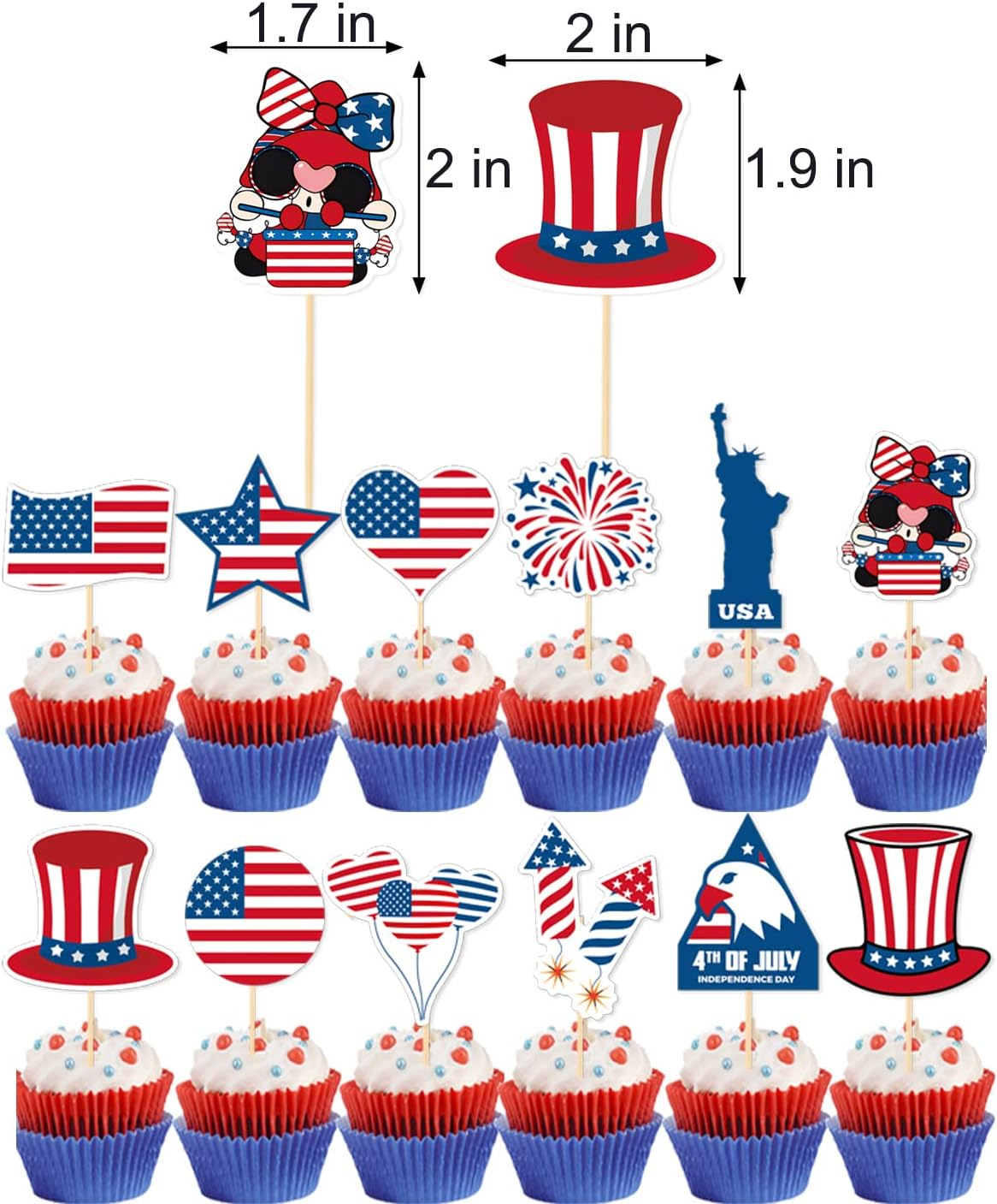 Patriotic Birthday Decorations 4Th of July Birthday Party Supplies Banner Garlands Cake Topper Cupcake Toppers Latex Balloons Independence Day Birthday Party Decorations image number 6