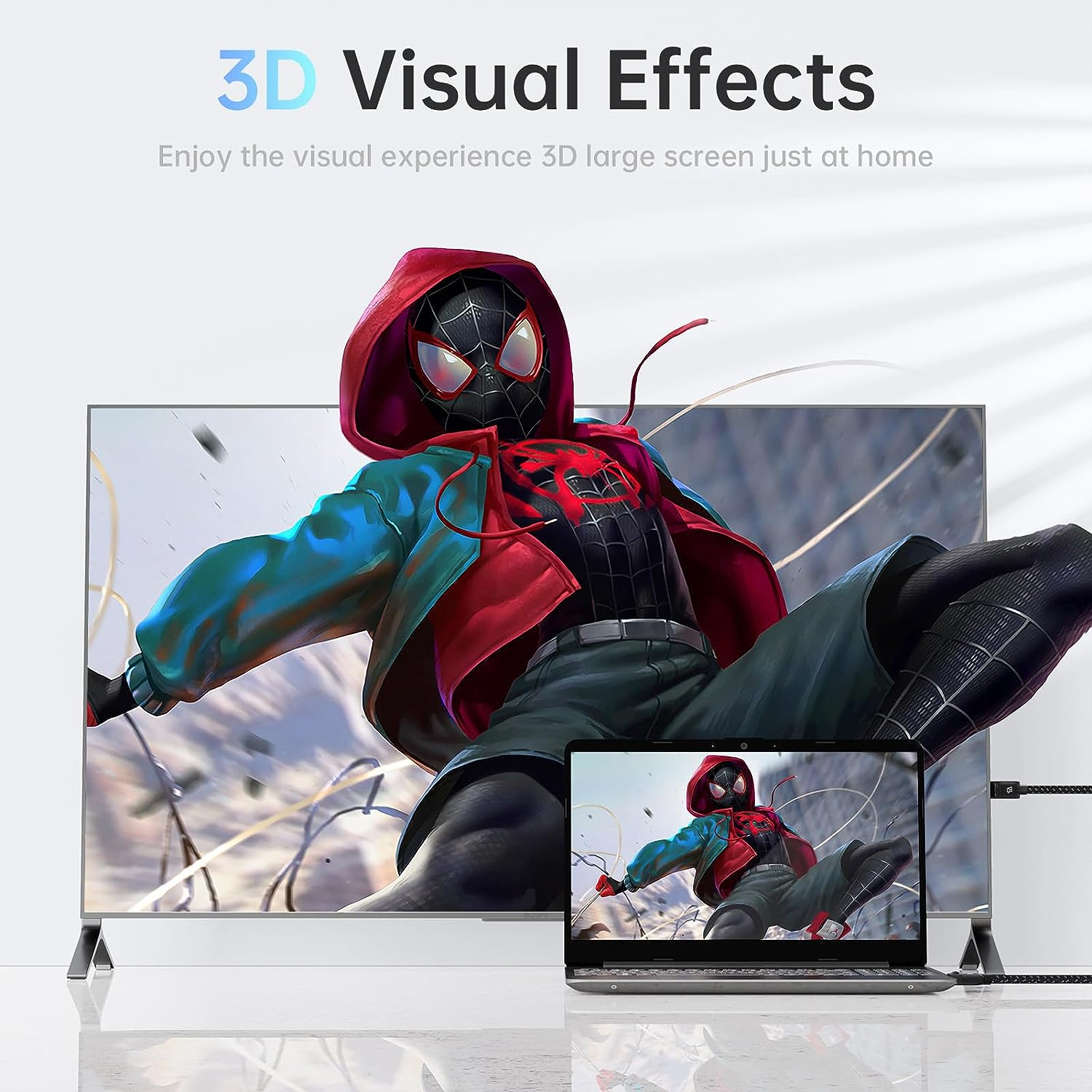 Displayport 1.4 Video Cable 2M, 8K Displayport Cable Support 8K@60Hz / 4K@144Hz, 32.4Gbps HDR High Speed Nylon Braided Displayport Cord for HDCP 3D,Laptop,Pc,Gaming Monitor,Tv image number 4