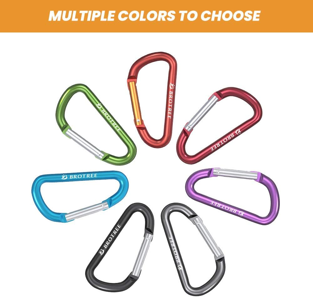 Brotree Small Carabiner Clips Mini Locking Carabiner - 6Cm Aluminum D-Ring - Screw Gate 2 X Grey Green image number 6