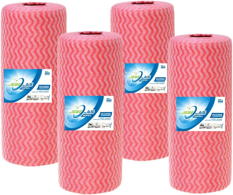 JEBBLAS Reusable Cleaning Wipe, Household & Kitchen Towels,Disposable Cleaning Cloth, Dish Cloth Dish Towels Dish Rags Reusable Kitchen Paper Towels, Wash Towels 2 Rolls, 100 Sheets per Roll, Total 200 Sheets