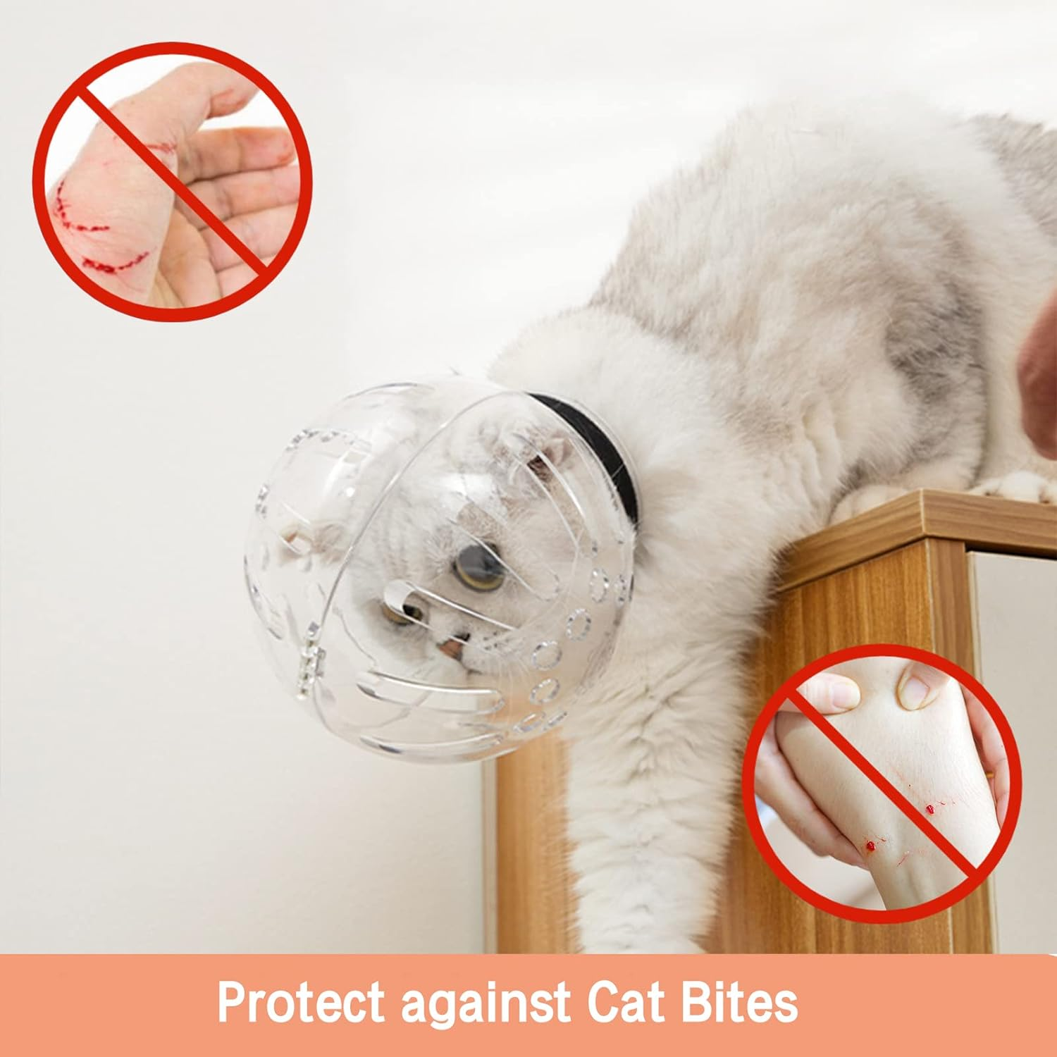 Upgraded Cat Muzzle for Grooming - Mouth Cover, Adjustable Hood, Anti-Bite Helmet for Bathing, Taking Injections, Trimming Nails image number 1