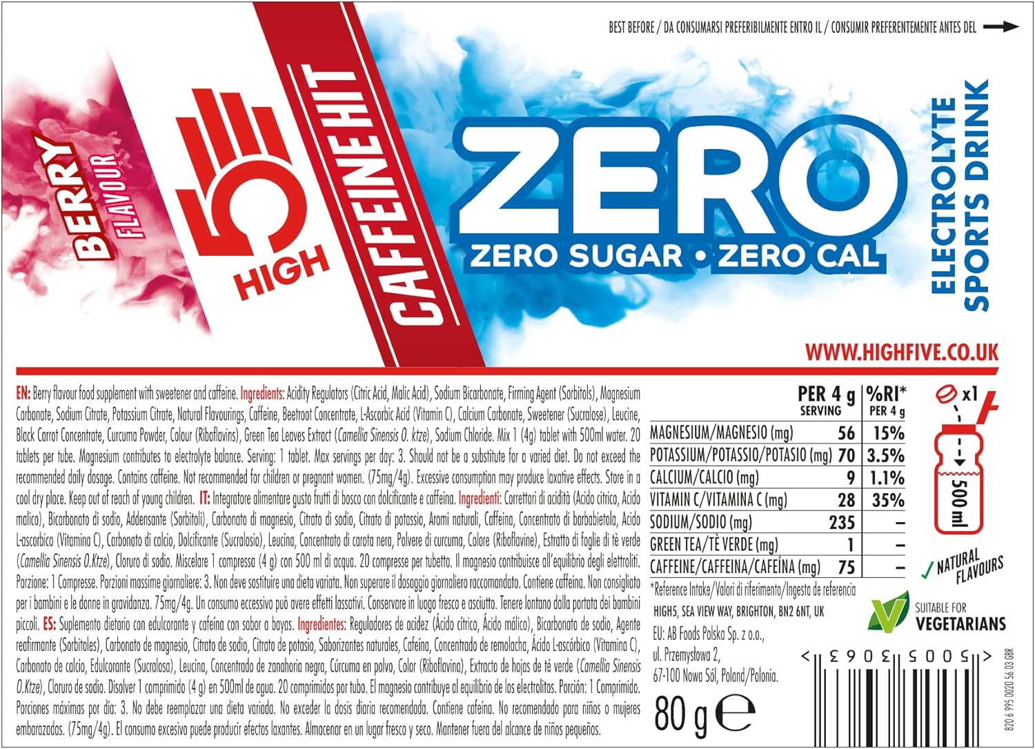 HIGH5 Zero Caffeine Hit 8X20 Tabs Berry image number 5