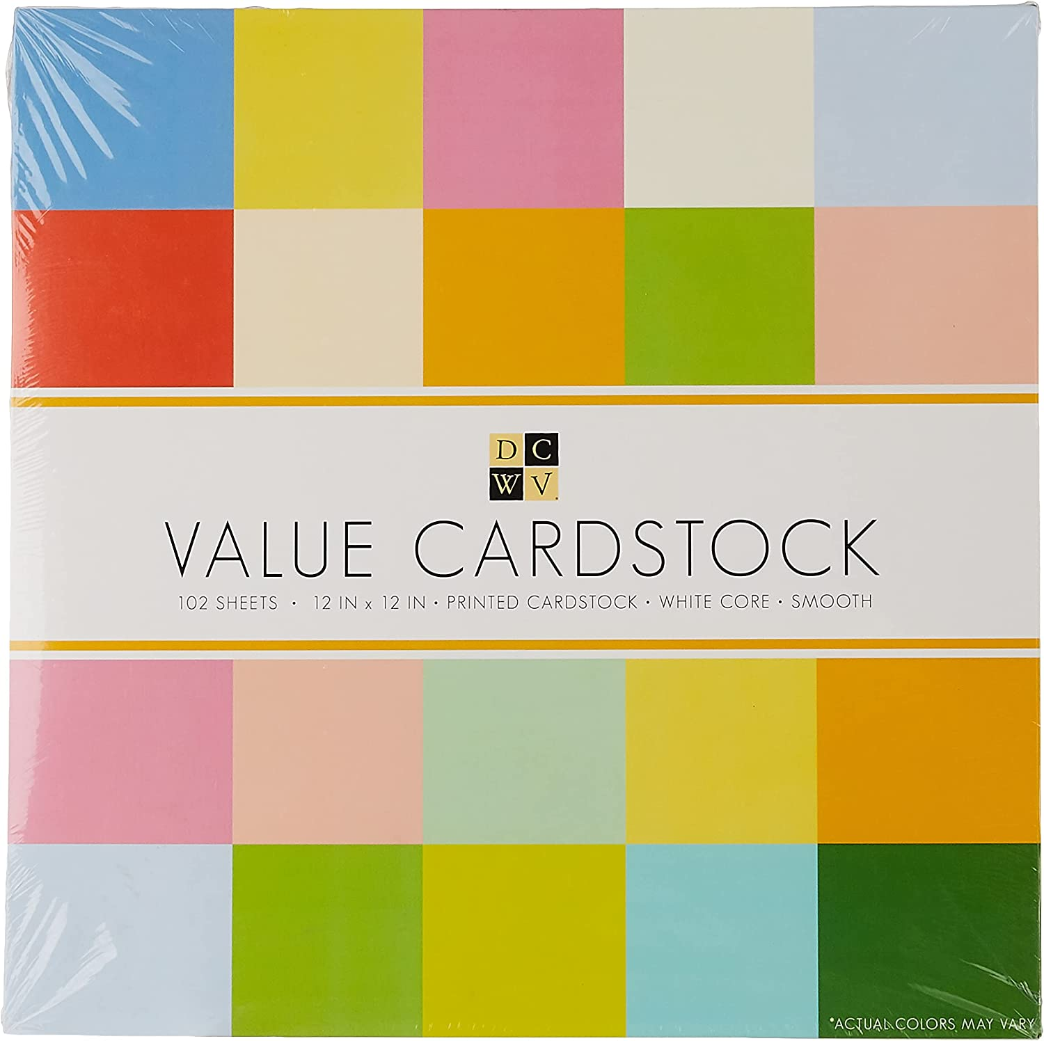 DCWV Cardstock Stack, Value Pack, Assorted Solid Colors, Smooth, 102 Sheets (6 Each), 12 X 12 Inches image number 3