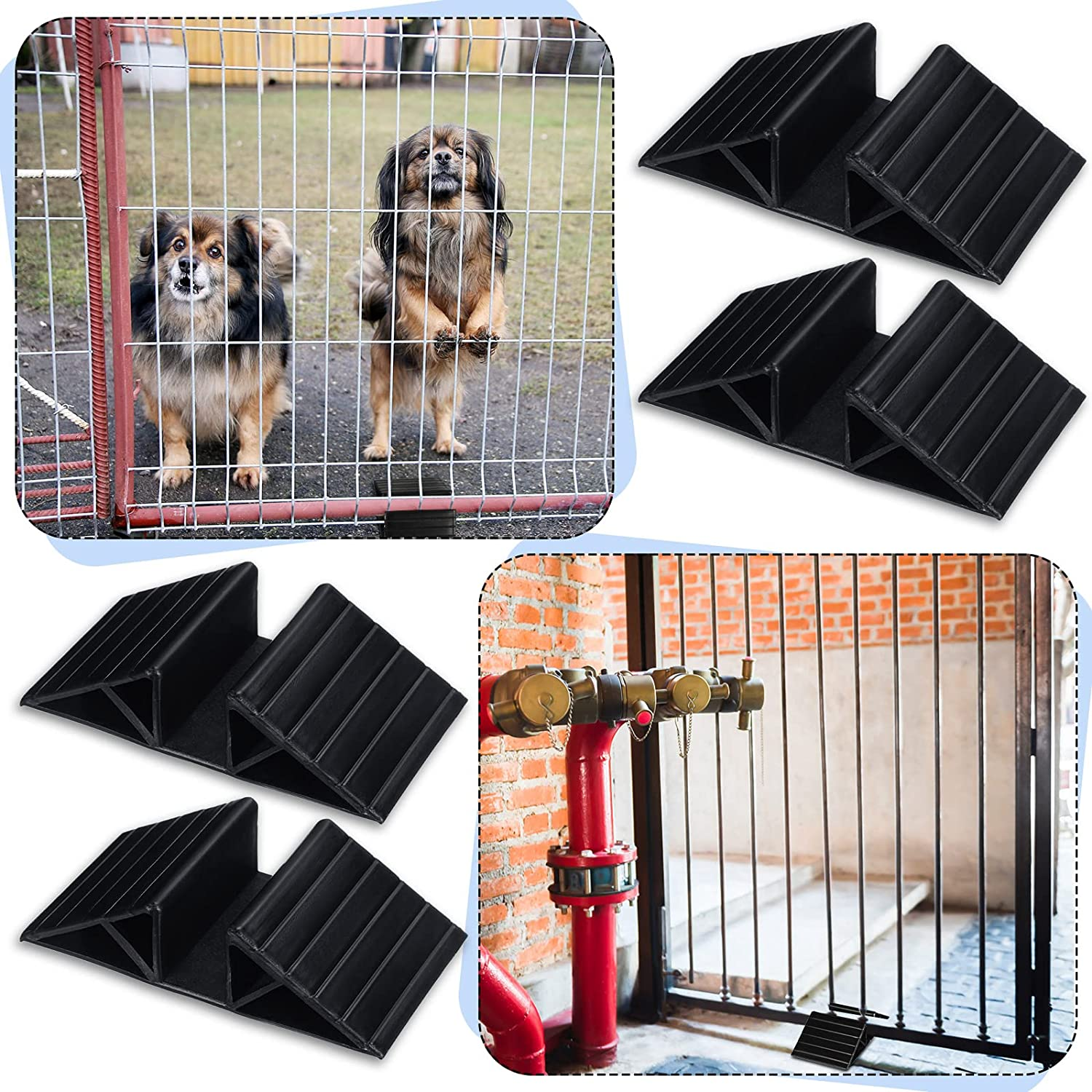 Geelin 4 Pcs Pet Gate Support Feet Freestanding Dog Gates Stabilizer Feet Plastic Triangle Reinforcement Fitting Dog Panel for Configurable Isolation Fence Free Standing Pet Gate Fence, Black