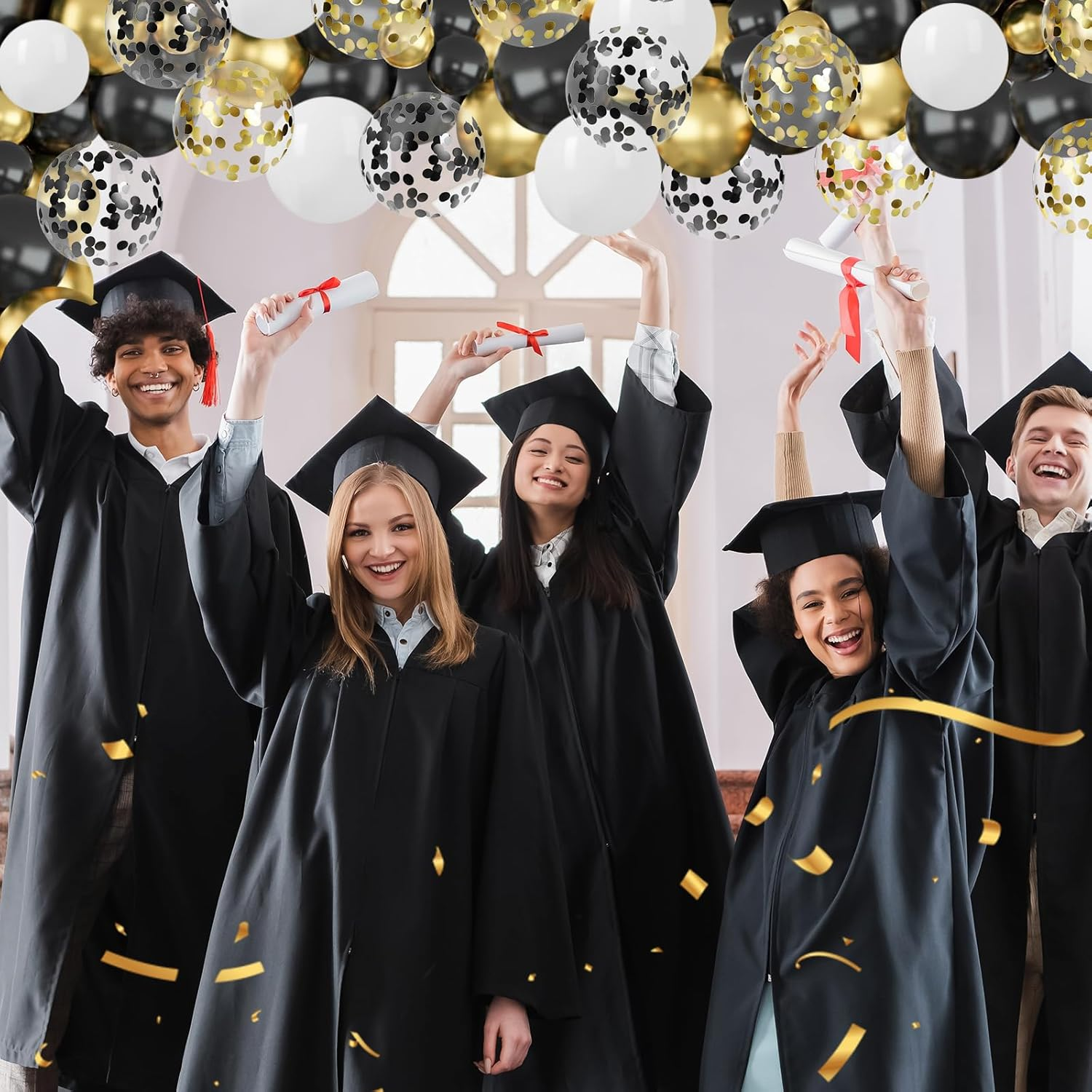 Black White Gold Balloon 75Pcs,Black White and Gold Party Decorations, 12In and 5In Black Gold White Party Balloons for Black White and Gold Birthday Decorations, New Year Balloons, Wedding Decoration image number 4