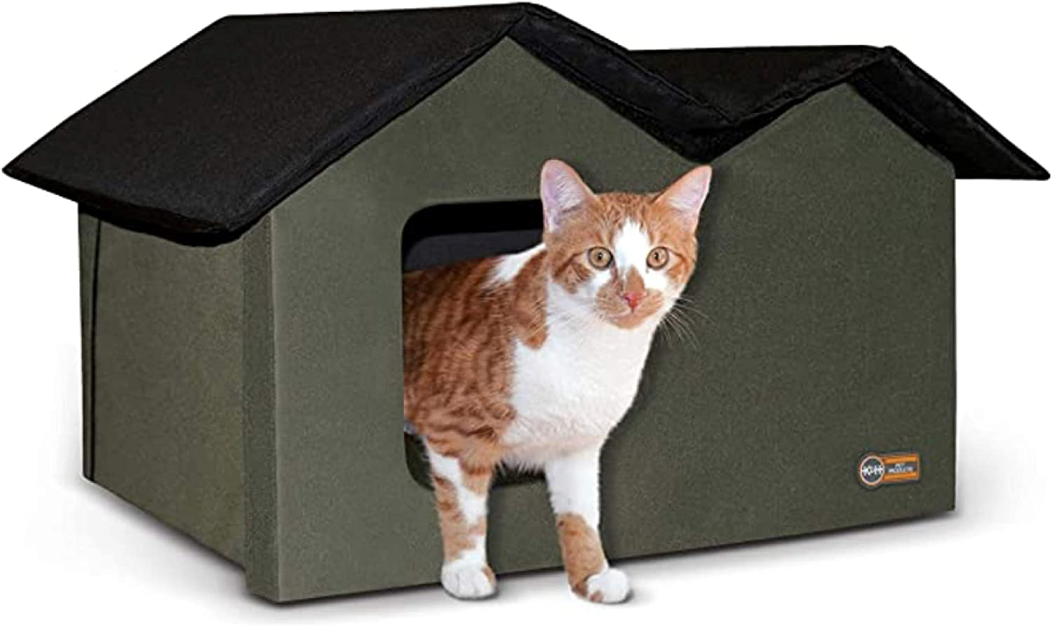 K&H Pet Products Outdoor Cat House Extra-Wide Unheated Olive 26.5 X 15.5 X 21.5 Inches image number 2