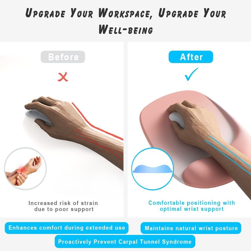 Ergonomic Mouse Pad with Wrist Support - Ergocomfort Gel Wrist Rest Mousepad for Office, Home & Game Decor, Non-Slip Mouse Pads with Mouse Wrist Rest & Keyboard Wrist Rest Compatibility image number 2
