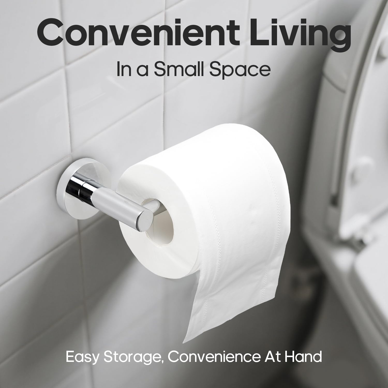 Decaura Toilet Paper Holder, Stainless Steel Roll Holder, Bathroom Tissue Rack, Drill-Free or Screw-In, Chrome - Gold image number 7