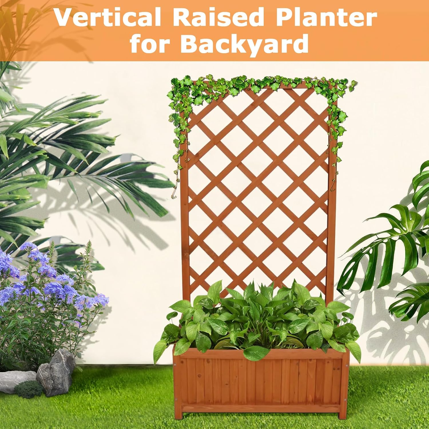 Garden Bed Wooden Planter Box, Gardening Supplies Plant Containers Patio,Vertical Containerized Raised Beds for Vegetables Flowers,70 X 30 X 135 Cm image number 3