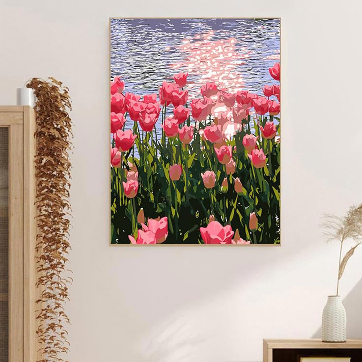 Paint by Number for Adults Beginners,12" Wx16 L Canvas for Painting Kits for Adults in Colorful Box,Paint by Numbers for Home Wall Art Decor-Tulip image number 5
