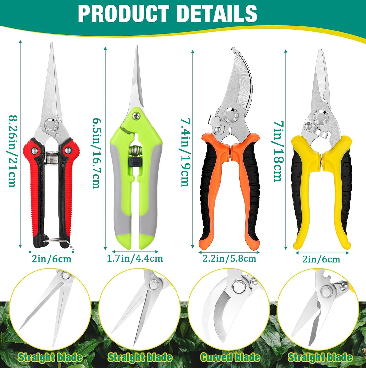 6 Pack Garden Pruning Shears,Hand Pruner Pruning Plant Shears with Gardening Gloves,Hydroponic Micro Garden Snip for Herb, Plant, Flower Cutting & Harvesting Small Tip Hand Pruning Shears image number 5