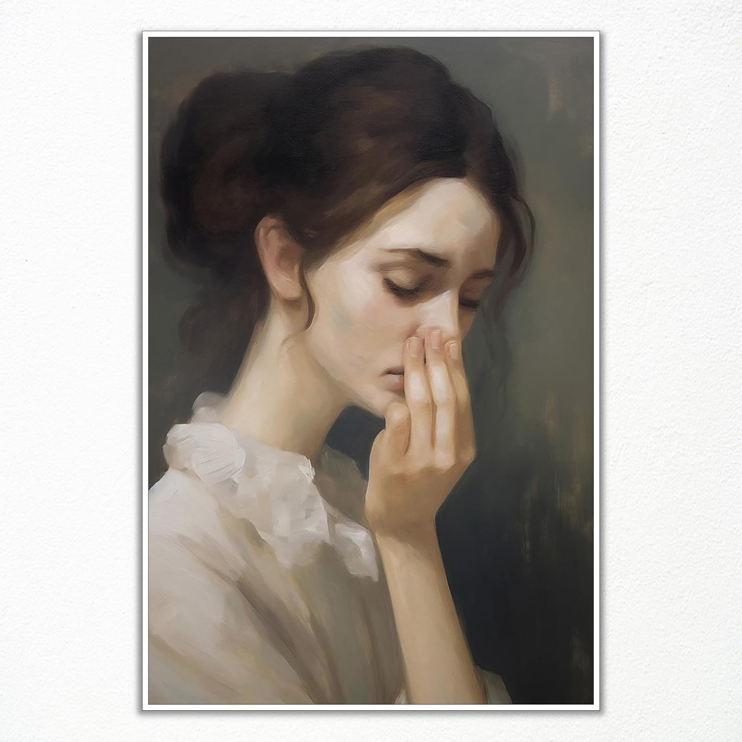 XMJJQQ Classical Mona Lisa Painting Bathroom Canvas Wall Art, Vintage Funny Bathroom Poster, Humor Amusing Toilet Art Prints, Bath Girl Pinching Nose Funny Wall Decor 16X24In Unframed