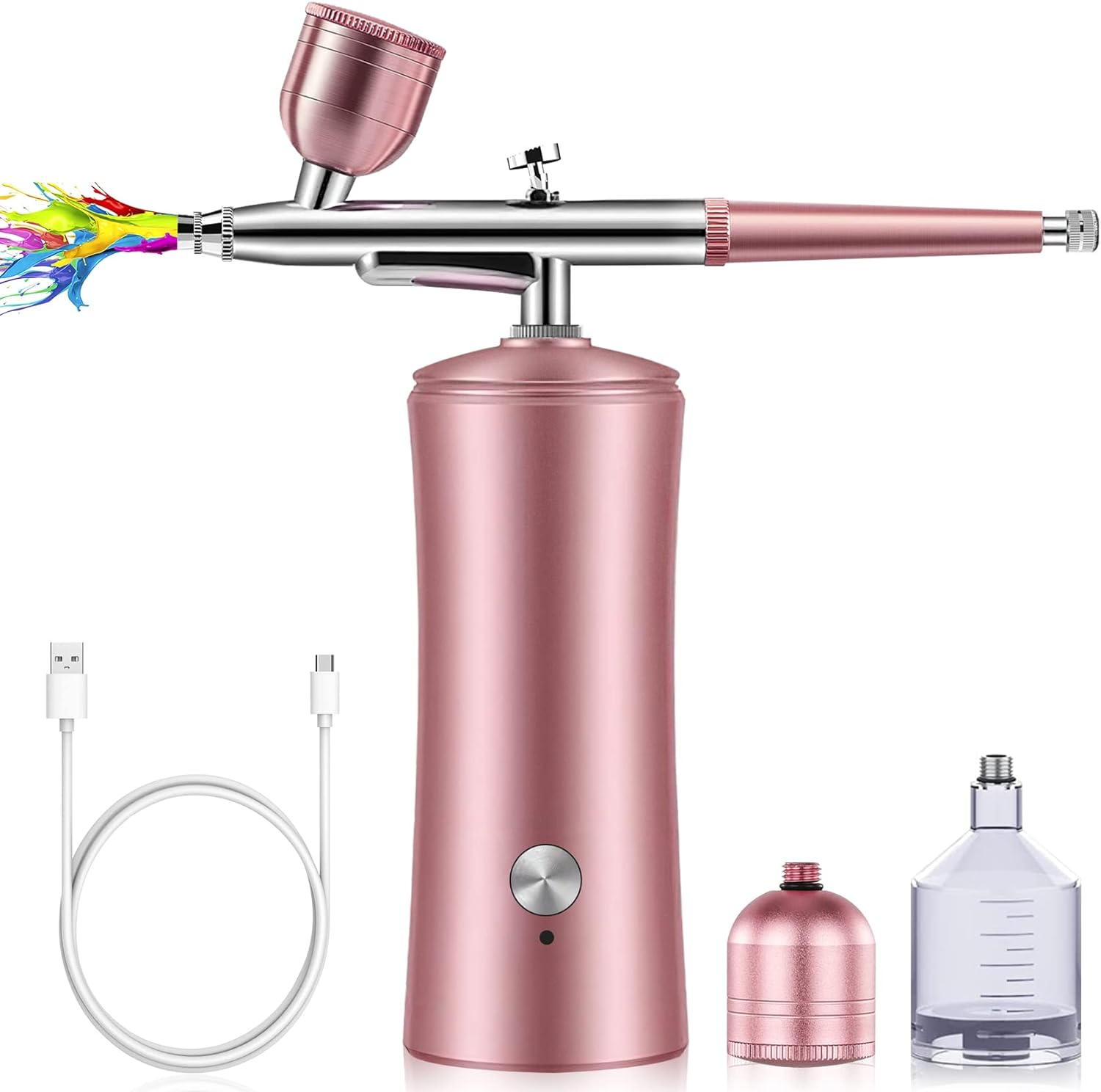 Cordless Nail Airbrush Machine, Airbrush Kit with Compressor, Portable Airbrush for Make-Up, Hairdressing, Nail Art, Model Painting, Cake Decoration (Pink) image number 3
