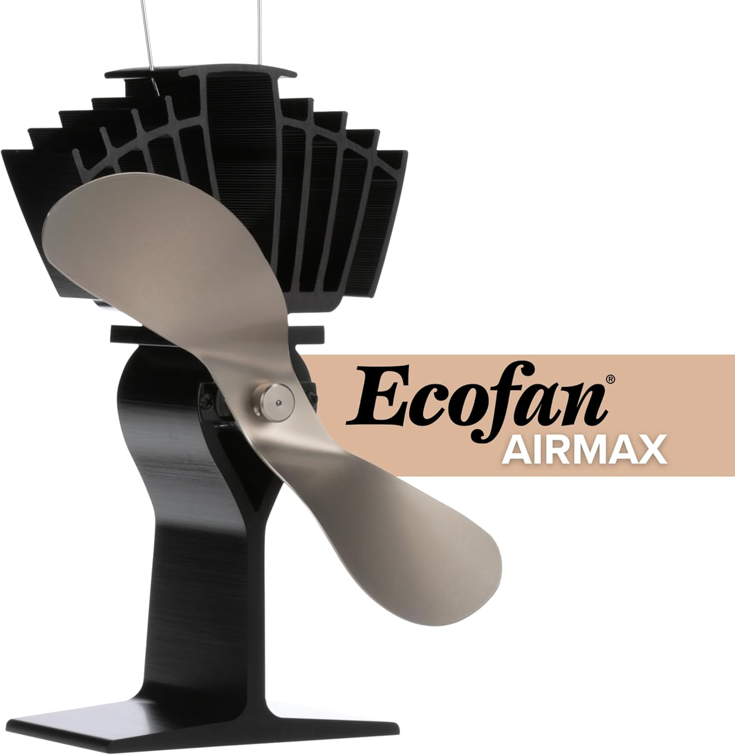 Ecofan Airmax. Heat Powered Stove Fan. Authentic 2 Blade Canadian Design. Nickel.