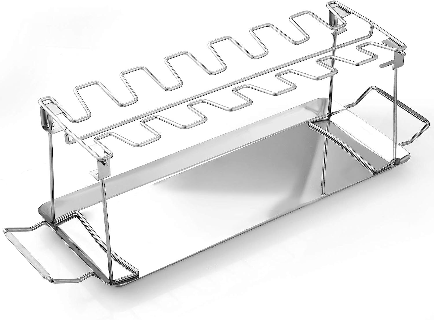 Chicken Leg Wing Rack 14 Slots Stainless Steel Metal Roaster Stand with Drip Tray for Smoker Grill or Oven, Dishwasher Safe, Non-Stick, Great for BBQ, Picnic image number 4