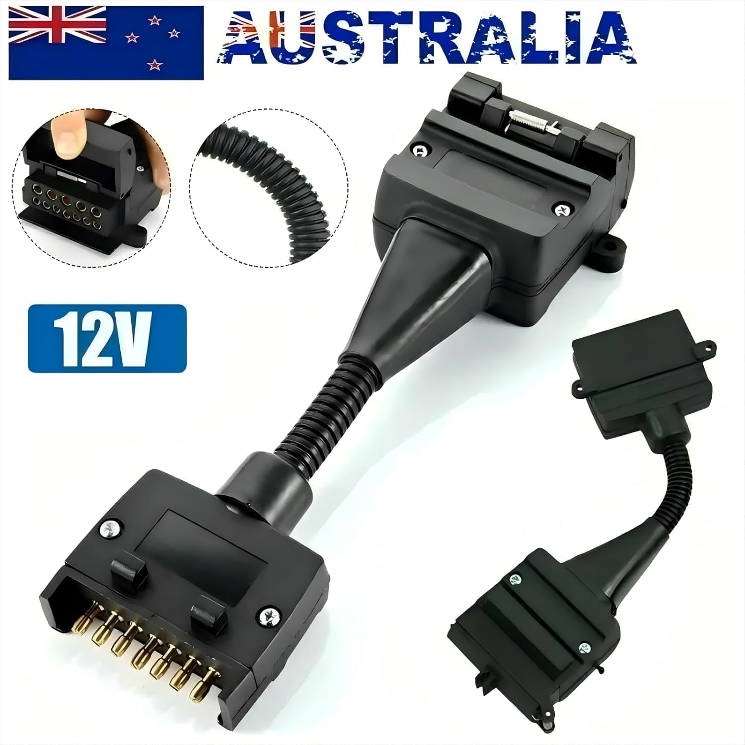 Trailer Adapter 7 Pin Flat Male Plug to 12 Pin Flat Female Socket for Caravan Connector 4Wd image number 3