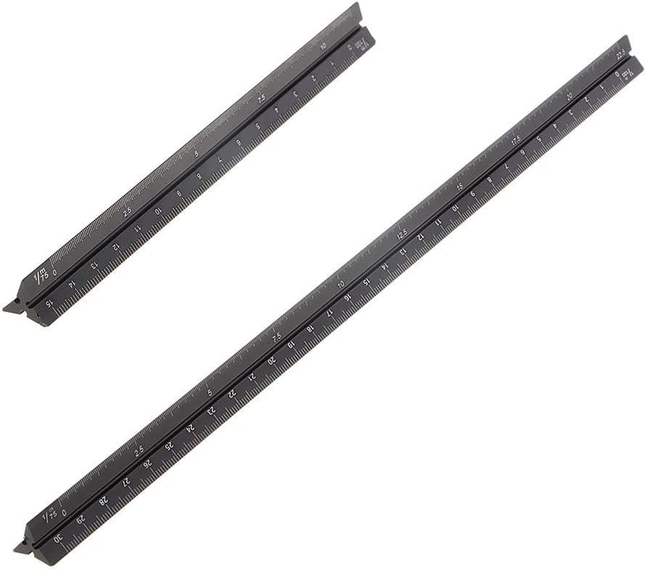 6 Aluminum Triangular Metric Scale Ruler for Engineer, 15Cm