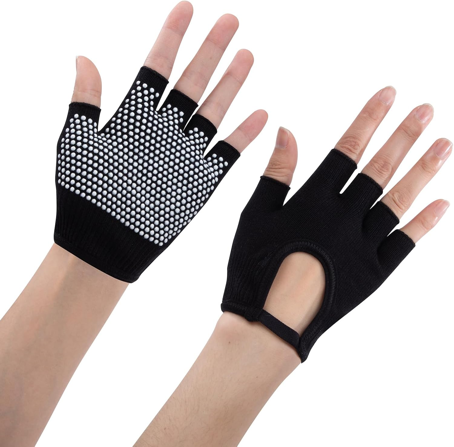Yoga Gloves Non-Slip Breathable for Pilates and Gym - Comfortable Sweat Absorption for Women with White Silicone Dots Fingerless - Gift
