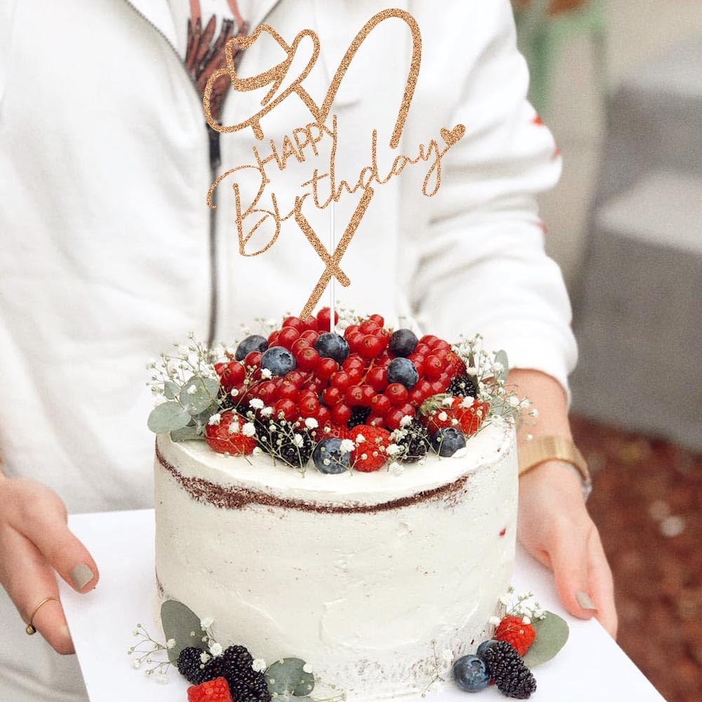 Cowgirl Happy Birthday Cake Topper, Mexican Western Birthday Cake Decor, Fiesta Theme Girls Birthday Party Decorations Rose Gold Glitter image number 2