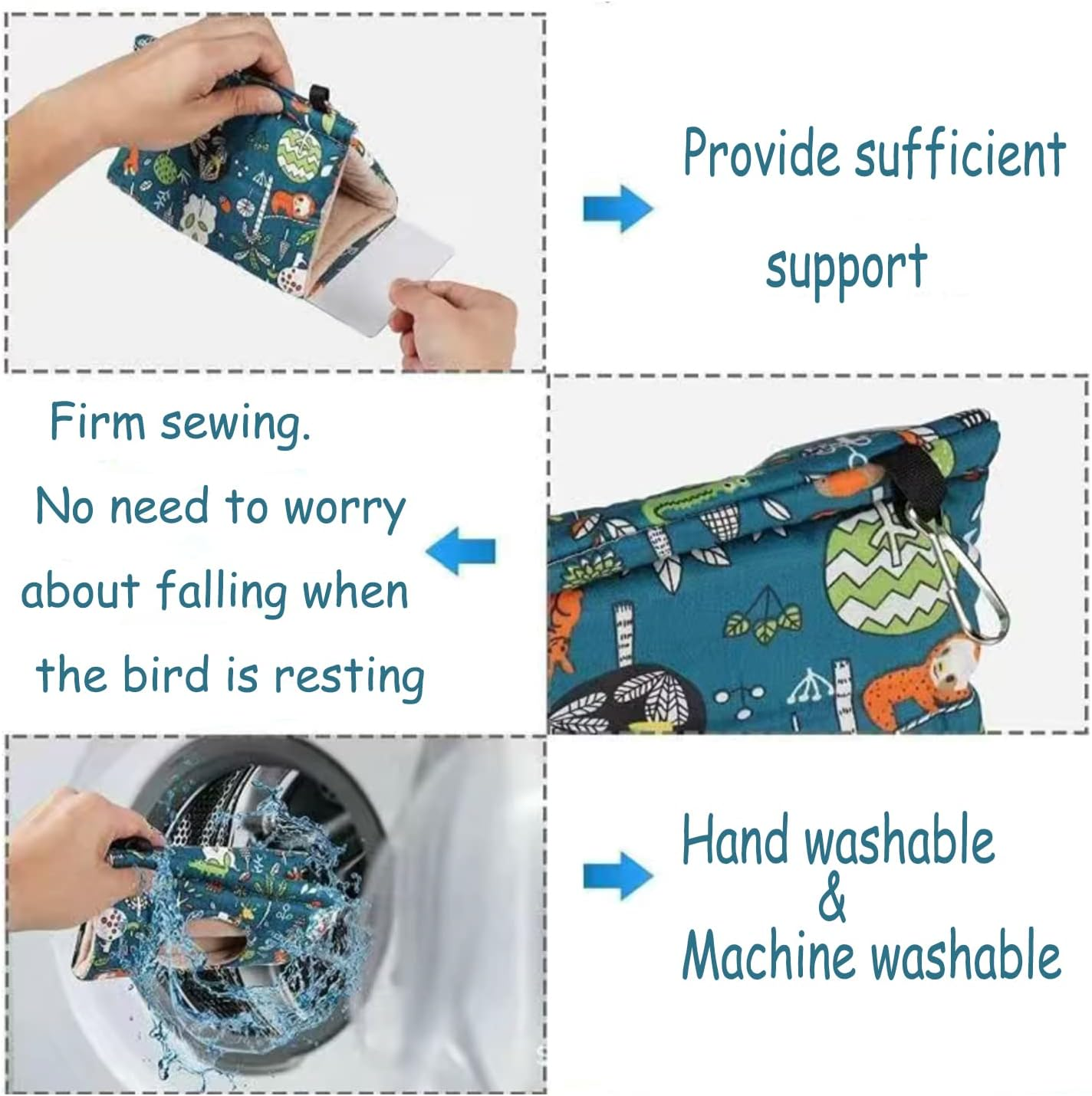 Bird Hanging Hammock, Suspended Hammock Plush Shed Swing Cave Cabin, Suitable for Small and Medium-Sized Parrots,Cockatoos, Macaws, Love Birds, Long Tailed Parrot, Etc., Parrot Love Nest Medium (Blue) image number 3