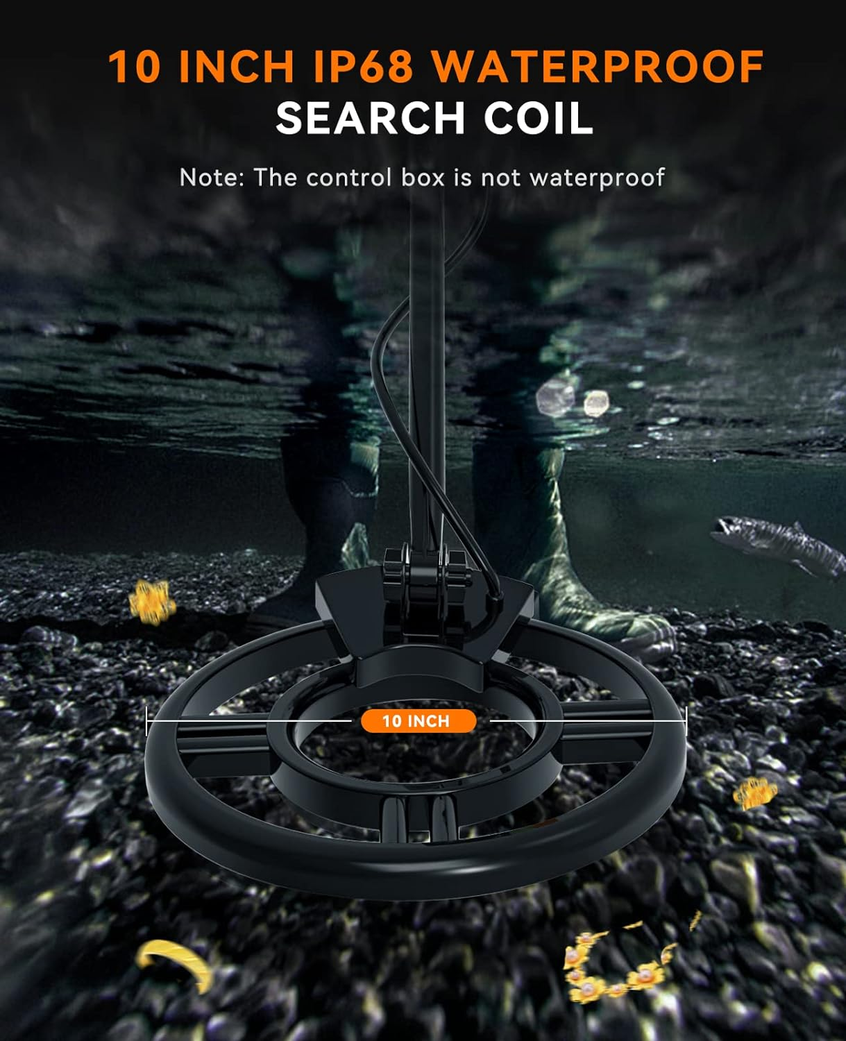 SUNPOW Metal Detector for Adults, Professional Waterproof High Accuracy Metal Detector, 10'' Detection Depth, Pinpoint & Disc & Notch & All Metal & Volume Modes image number 2