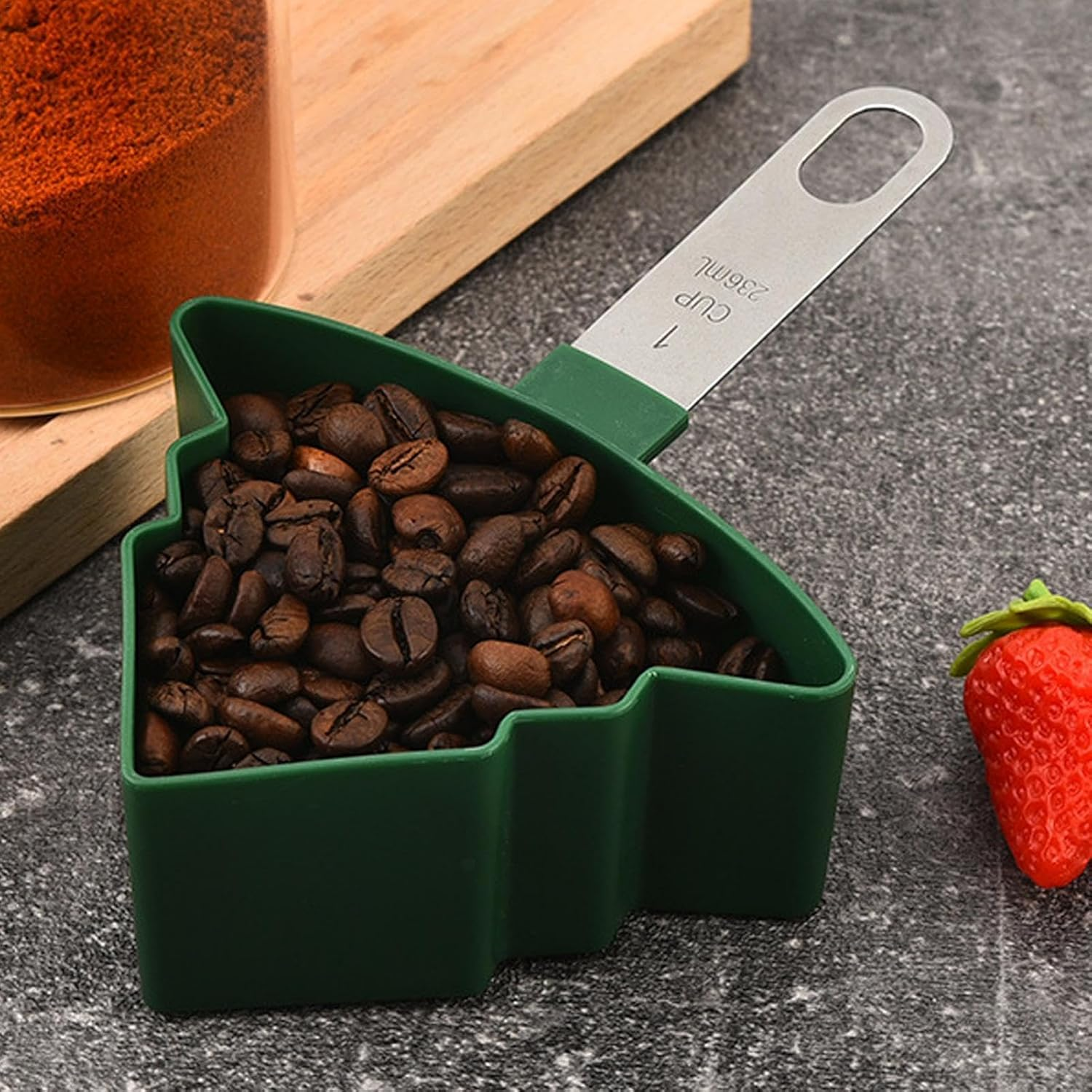 Measuring Cups and Baking Spoons Set,Measuring Cups and Spoons Set | 8X Christmas Tree Shape Kitchen Measuring Set,Accurate Measuring Set for Cooking and Baking image number 4