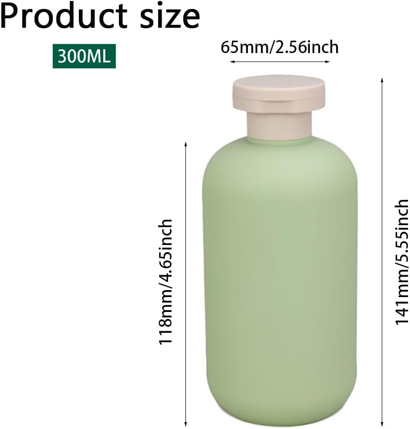 Plastic Squeeze Bottles with Flip Cap and Pump, 2Pcs Empty Squeeze Bottles with Flip Cap, Refillable Travel Bottles Shampoo Pump Bottles, Shampoo and Conditioner Bottles Travel Containers, 300Ml image number 5