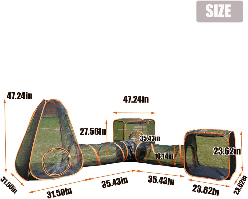 Portable Cat Playpen Outdoor Enclosures -4 in 1 Folding Play Tent Tunnel Cube Compound Pet House for Cat Puppy Dog Rabbit