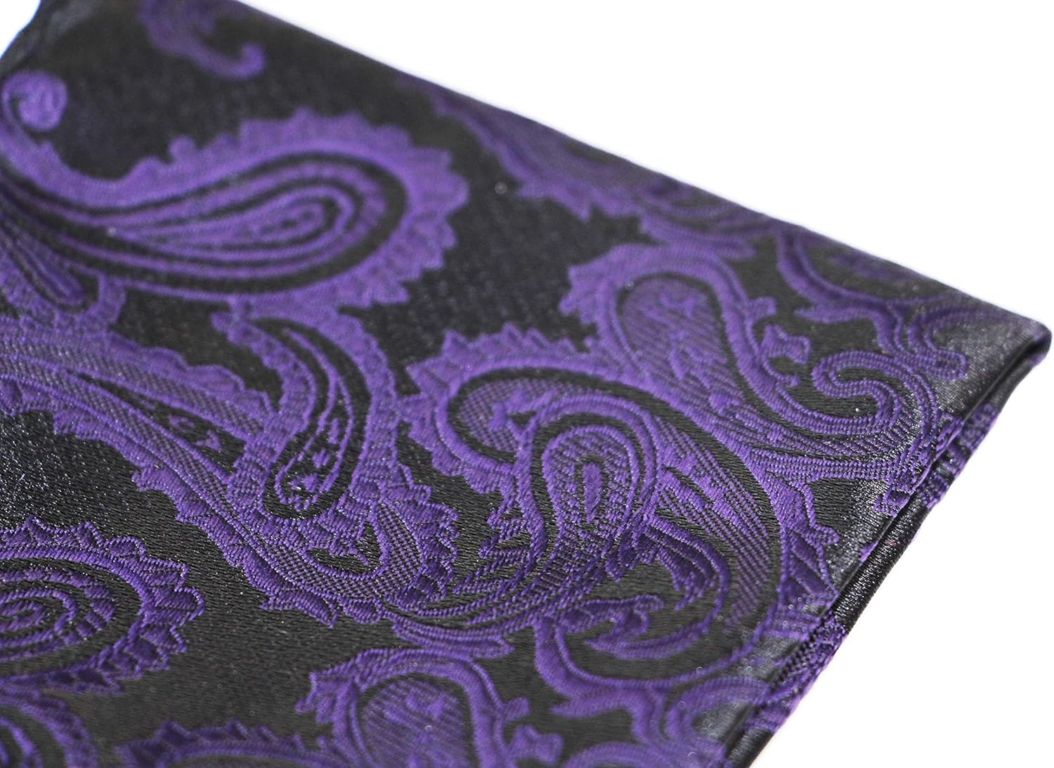 Mens Purple & Black Paisley Pocket Square Purple, Black image number 3
