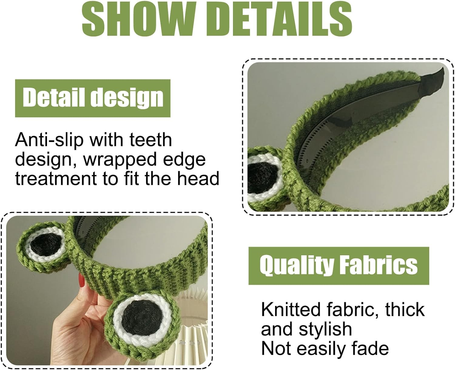 AEGYPIUS Frog Headband Adult, 4.72 Inches Green Frog Eyes Headband Kawaii Head Band Eye Accessories for Women for Facial Beauty Routine image number 2